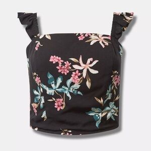 NWT Torrid Black Floral Crop Top